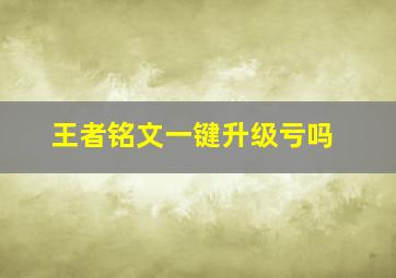 王者铭文一键升级亏吗