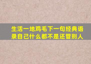 生活一地鸡毛下一句经典语录自己什么都不是还管别人