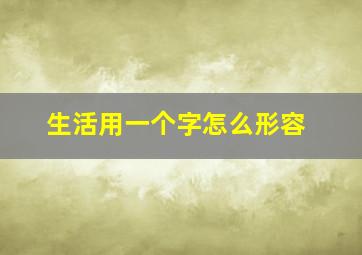 生活用一个字怎么形容