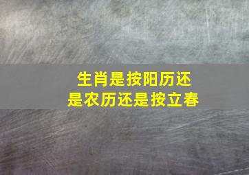 生肖是按阳历还是农历还是按立春