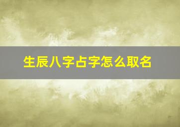 生辰八字占字怎么取名