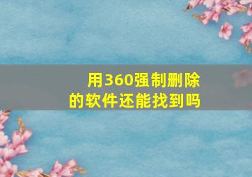 用360强制删除的软件还能找到吗