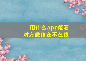 用什么app能看对方微信在不在线