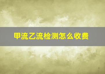 甲流乙流检测怎么收费