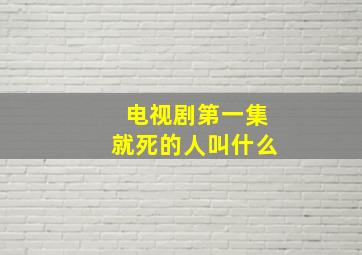 电视剧第一集就死的人叫什么