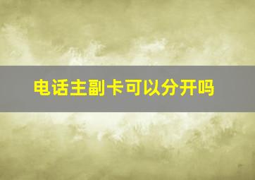 电话主副卡可以分开吗