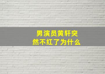 男演员黄轩突然不红了为什么