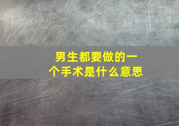 男生都要做的一个手术是什么意思