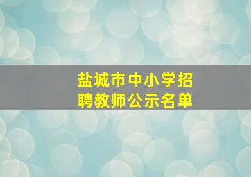 盐城市中小学招聘教师公示名单