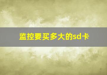 监控要买多大的sd卡