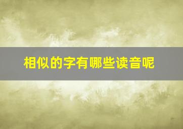 相似的字有哪些读音呢