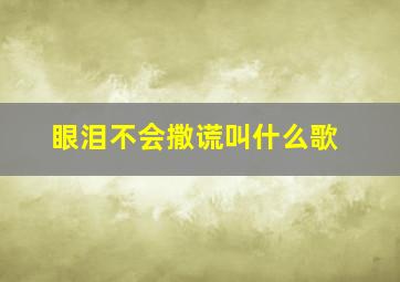 眼泪不会撒谎叫什么歌