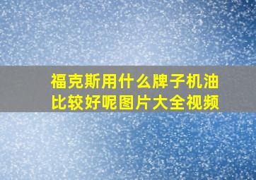 福克斯用什么牌子机油比较好呢图片大全视频