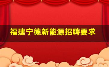 福建宁德新能源招聘要求