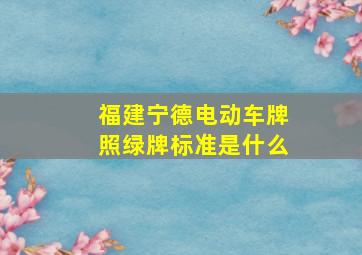 福建宁德电动车牌照绿牌标准是什么