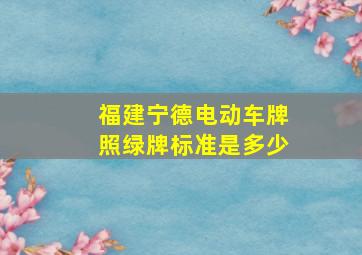 福建宁德电动车牌照绿牌标准是多少