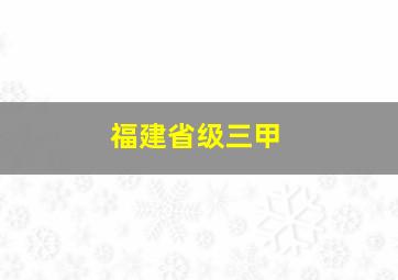 福建省级三甲