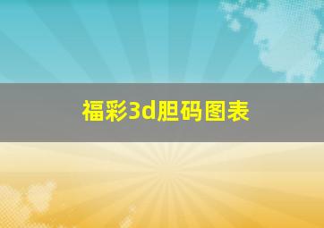 福彩3d胆码图表