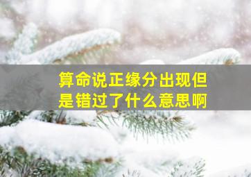 算命说正缘分出现但是错过了什么意思啊