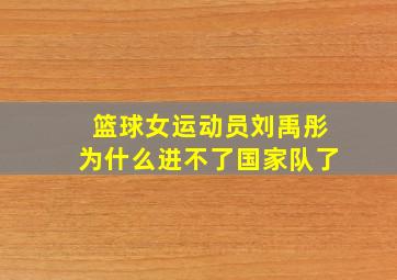 篮球女运动员刘禹彤为什么进不了国家队了