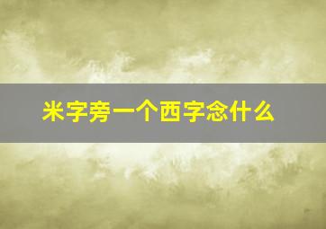 米字旁一个西字念什么