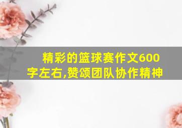 精彩的篮球赛作文600字左右,赞颂团队协作精神