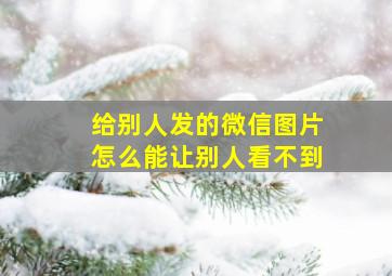 给别人发的微信图片怎么能让别人看不到