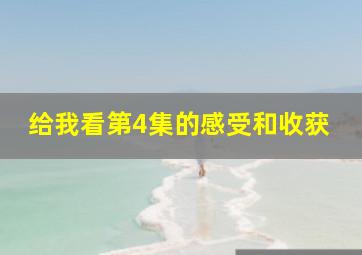 给我看第4集的感受和收获