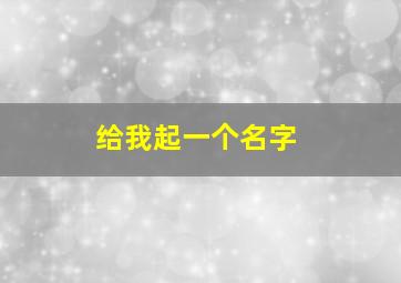 给我起一个名字