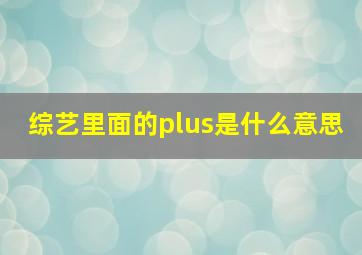 综艺里面的plus是什么意思