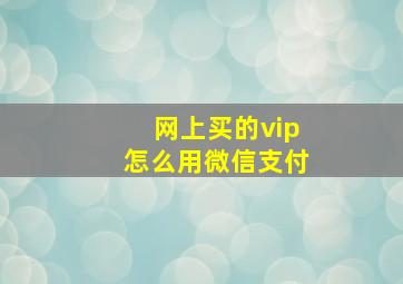 网上买的vip怎么用微信支付