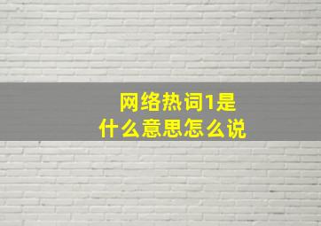 网络热词1是什么意思怎么说