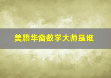 美籍华裔数学大师是谁