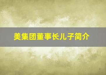 美集团董事长儿子简介