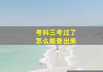 考科三考过了怎么能查出来