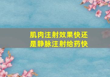 肌肉注射效果快还是静脉注射给药快