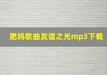 肥妈歌曲友谊之光mp3下载