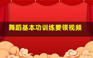 舞蹈基本功训练要领视频