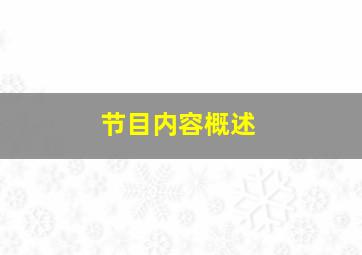 节目内容概述