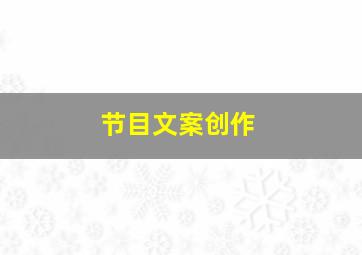 节目文案创作