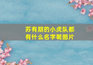 苏有朋的小虎队都有什么名字呢图片