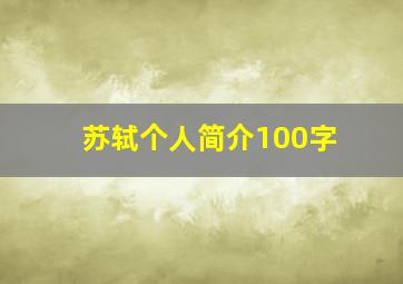 苏轼个人简介100字