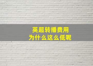 英超转播费用为什么这么低呢