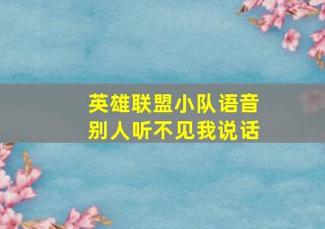 英雄联盟小队语音别人听不见我说话