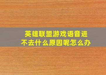 英雄联盟游戏语音进不去什么原因呢怎么办