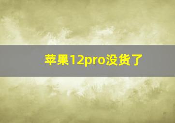 苹果12pro没货了