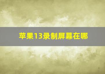 苹果13录制屏幕在哪