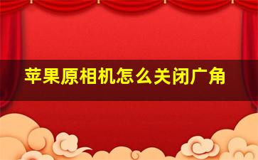 苹果原相机怎么关闭广角