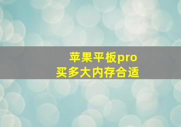 苹果平板pro买多大内存合适