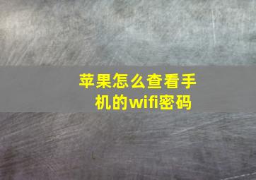 苹果怎么查看手机的wifi密码